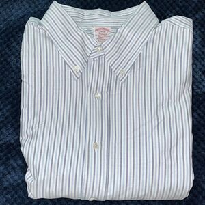 Blue stripe Brooks Brothers Big Man Madison Original Polo LS dress shirt 19 x 36